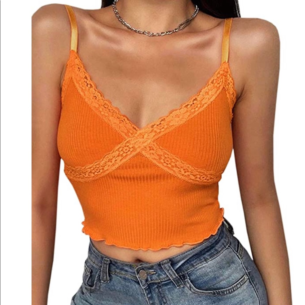 orange cropped tank top